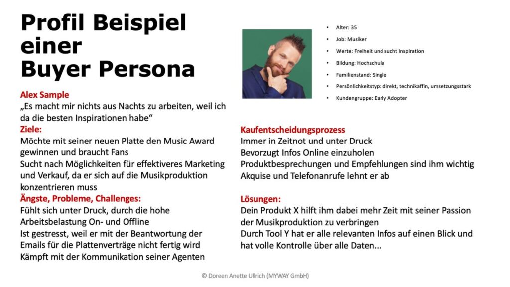 Buyer Personas Ein Beispiel für einen Musiker der Hilfe im Marketing braucht
