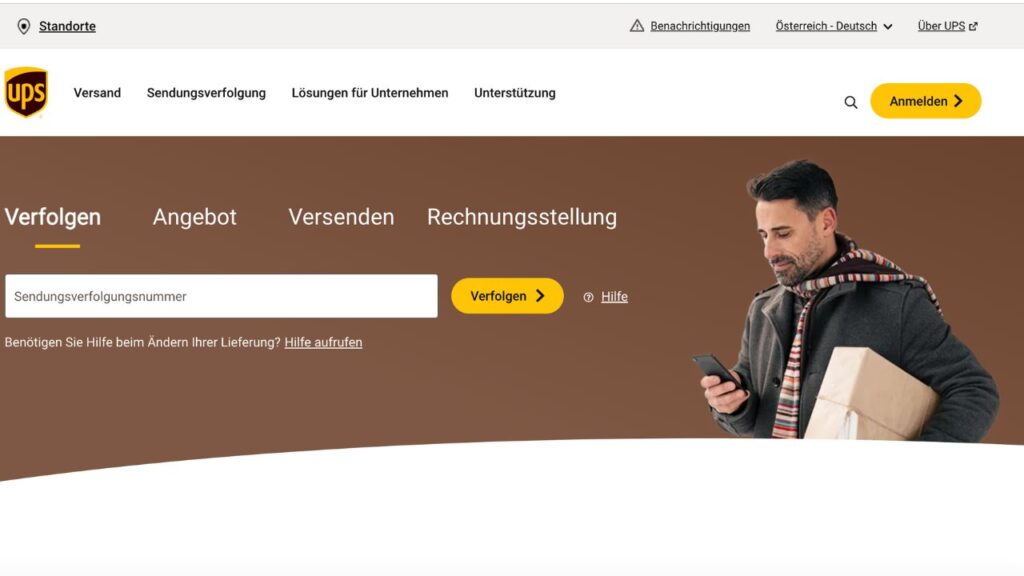 Beige Braun UPS als Beispiel in der Farbpsychologie im Webdesign