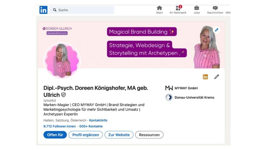 Beispiel Profil Doreen Königshofer - Personal Branding auf LinkedIn