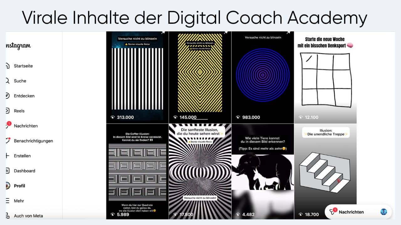 Viral Marketing Psychologie Virale Inhalte der Digital Coach Academy Beispiel Instagram