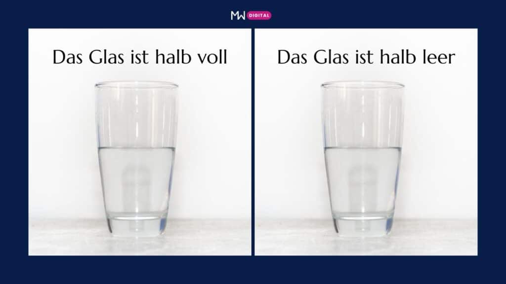 Framing Marketing Glas halb voll - Glas halb leer